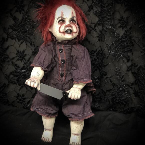 OOAK Creepy Odd 17 “ Haunted Ghost Clown Doll Scary Halloween Horror Art Doll - Picture 13 of 16